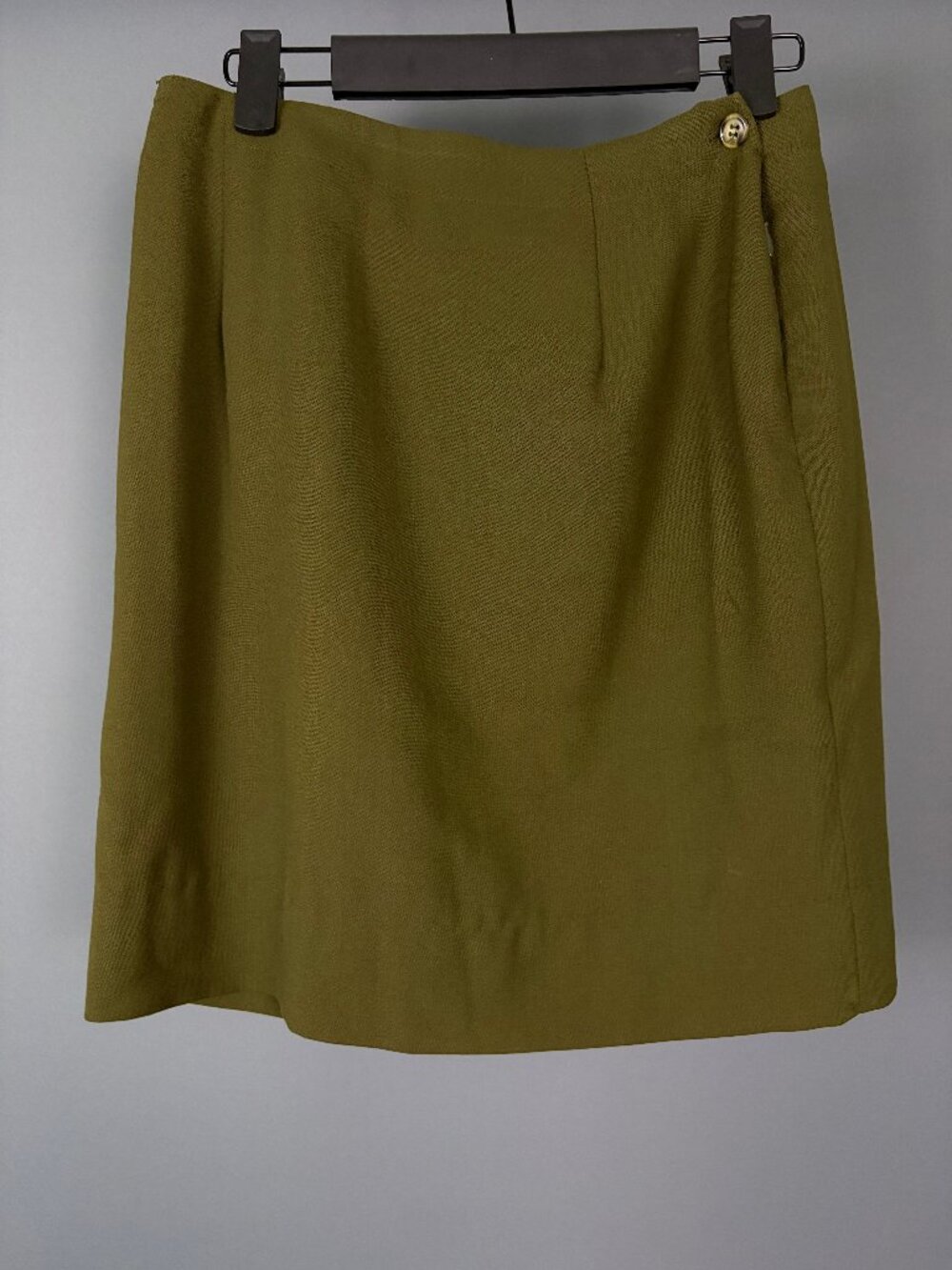 Vintage Jones New York Wool A-Line Skirt 6 Olive Green Made USA Y2K